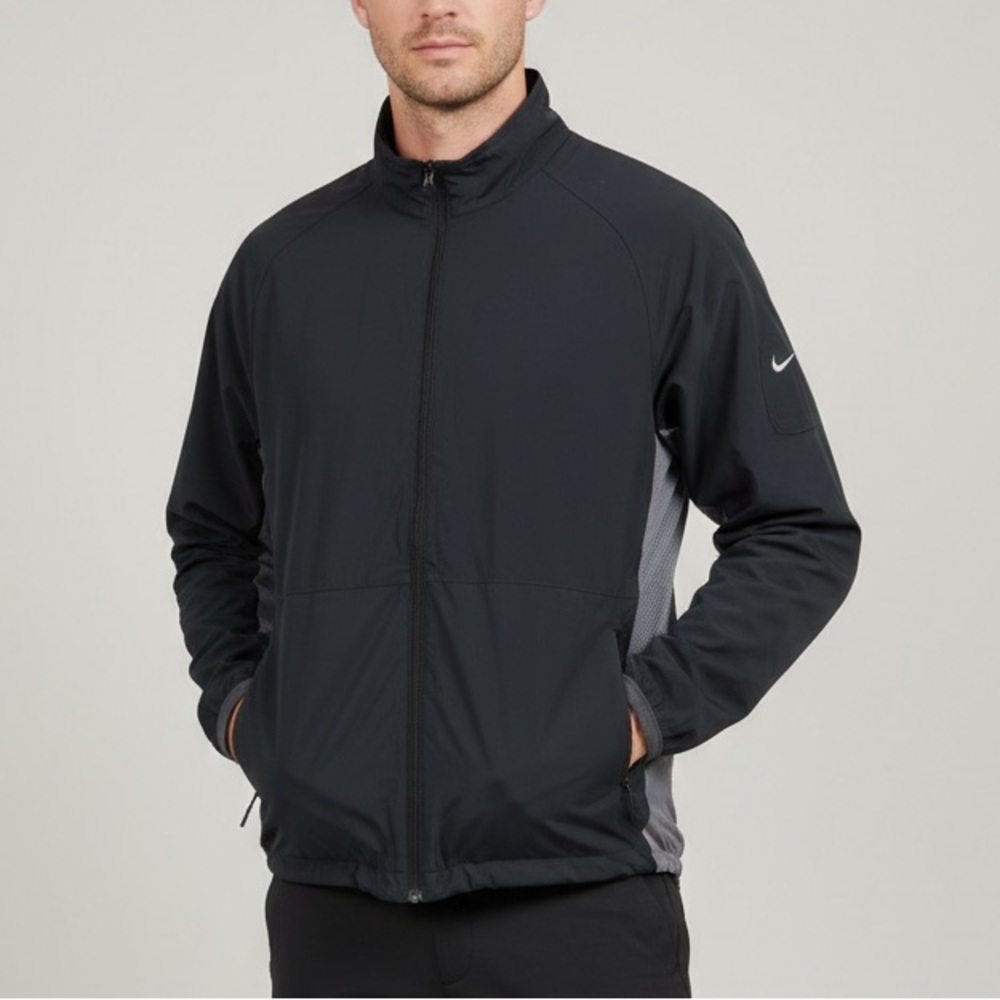 Nike Lightweight Jacket Full Zip Windbreaker Back Vent  Black Gray Men’s size M
